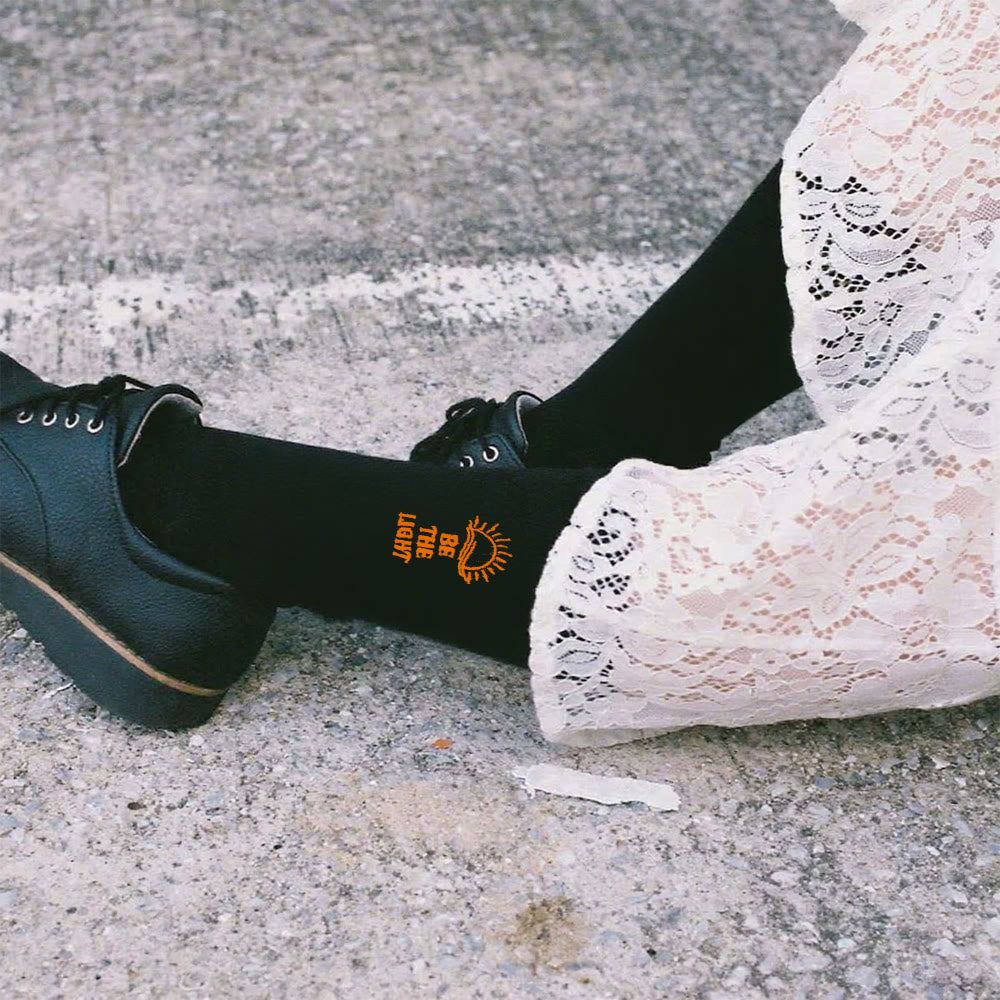 Christianartworkshop Be The Light with Glimmering Sea Horizon Crew Socks: Shine with Spirit - Black - Women (EU 36-39/US 8.5-9) - image 7