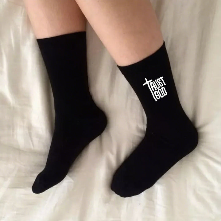Christianartworkshop Trust God Cross-Design Faith Crew Socks: Walk Boldly with Christ - image 5