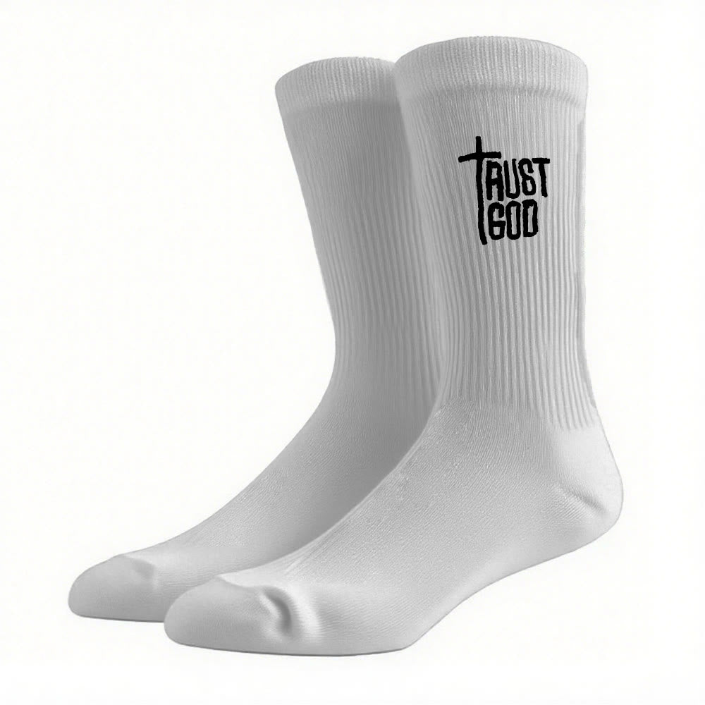 Christianartworkshop Trust God Cross-Design Faith Crew Socks: Walk Boldly with Christ - Grey - Women (EU 36-39/US 8.5-9) - image 12