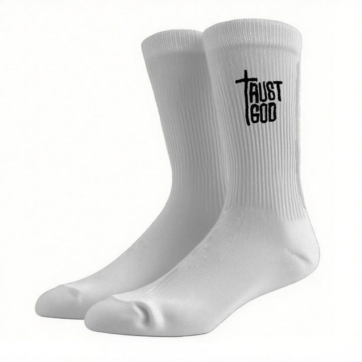Christianartworkshop Trust God Cross-Design Faith Crew Socks: Walk Boldly with Christ - Grey - Women (EU 36-39/US 8.5-9) - image 12