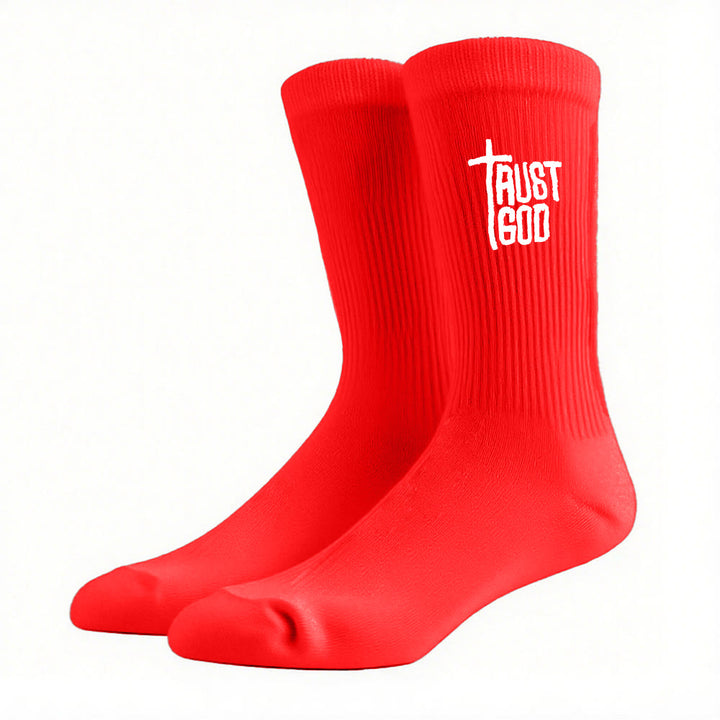 Christianartworkshop Trust God Cross-Design Faith Crew Socks: Walk Boldly with Christ - Red - Women (EU 36-39/US 8.5-9) - image 16