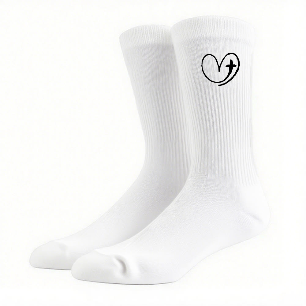 Christianartworkshop Faith-Inspired Heart & Cross Socks: A Gentle Reminder of God's Love - image 4