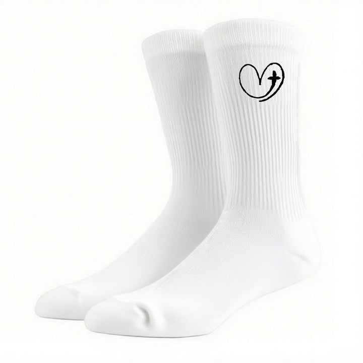 Christianartworkshop Faith-Inspired Heart & Cross Socks: A Gentle Reminder of God's Love - image 4