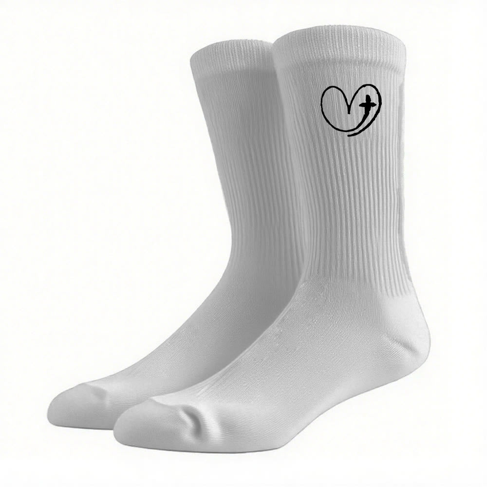 Christianartworkshop Faith-Inspired Heart & Cross Socks: A Gentle Reminder of God's Love - Grey - Women (EU 36-39/US 8.5-9) - image 12