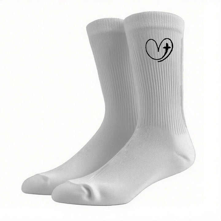Christianartworkshop Faith-Inspired Heart & Cross Socks: A Gentle Reminder of God's Love - Grey - Women (EU 36-39/US 8.5-9) - image 12