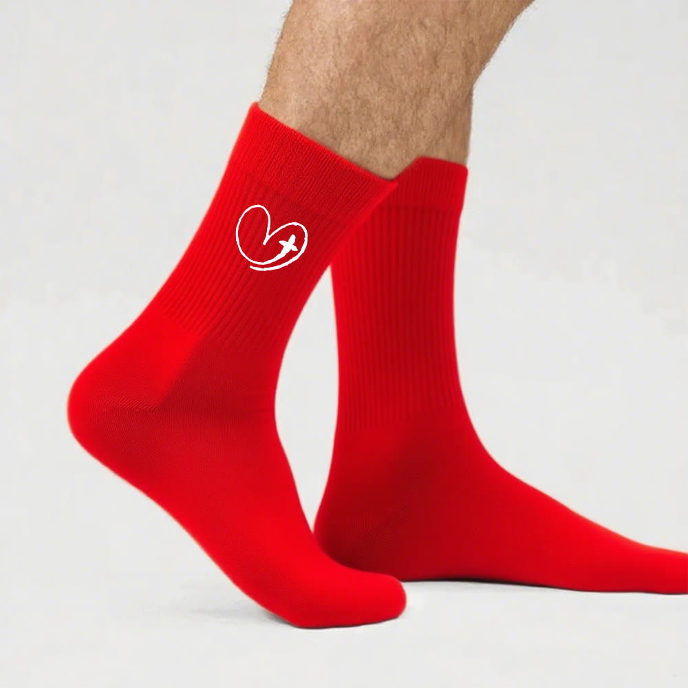 Christianartworkshop Faith-Inspired Heart & Cross Socks: A Gentle Reminder of God's Love - Red - Men (EU 40-44/US 7.5-11) - image 15
