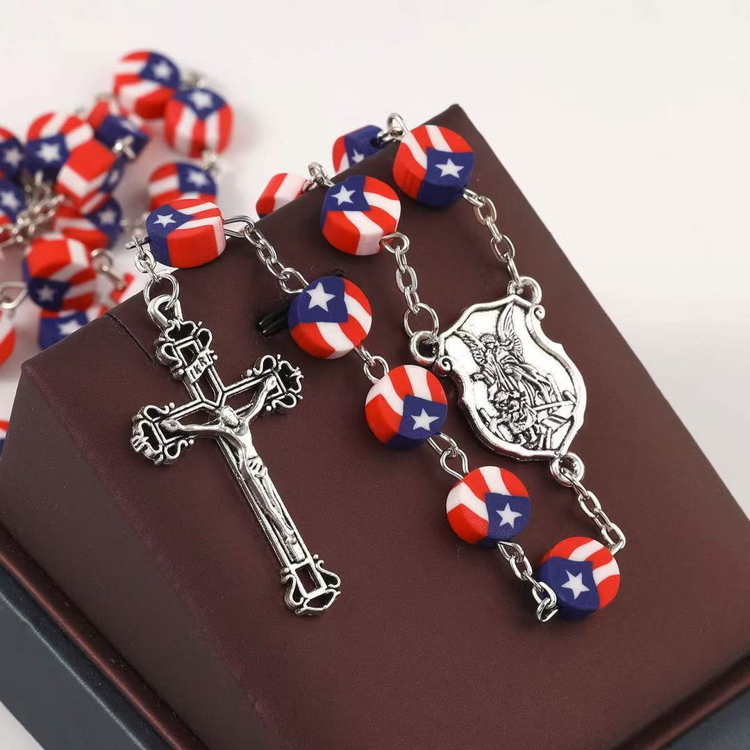 Christianartworkshop American Independence Patriotic Rosary with Guardian Angel St. Michael - Patriotic Rosary - image 1