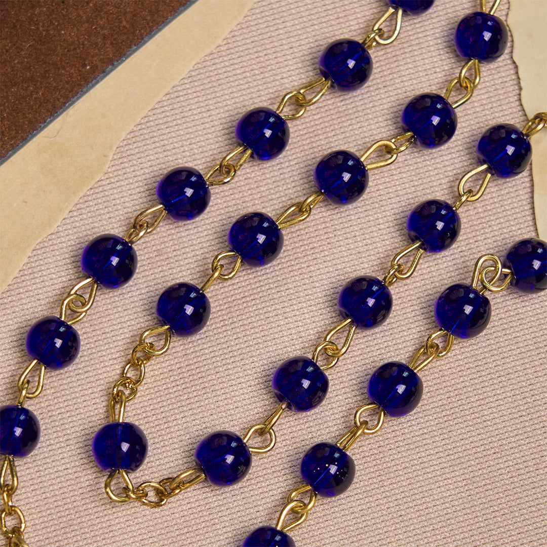 Christianartworkshop Deep Blue Glass Beads Rosary with Sacred Miraculous Medal and INRI Crucifix - image 7