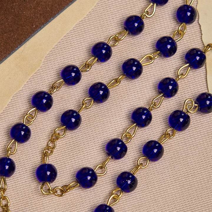 Christianartworkshop Deep Blue Glass Beads Rosary with Sacred Miraculous Medal and INRI Crucifix - image 7