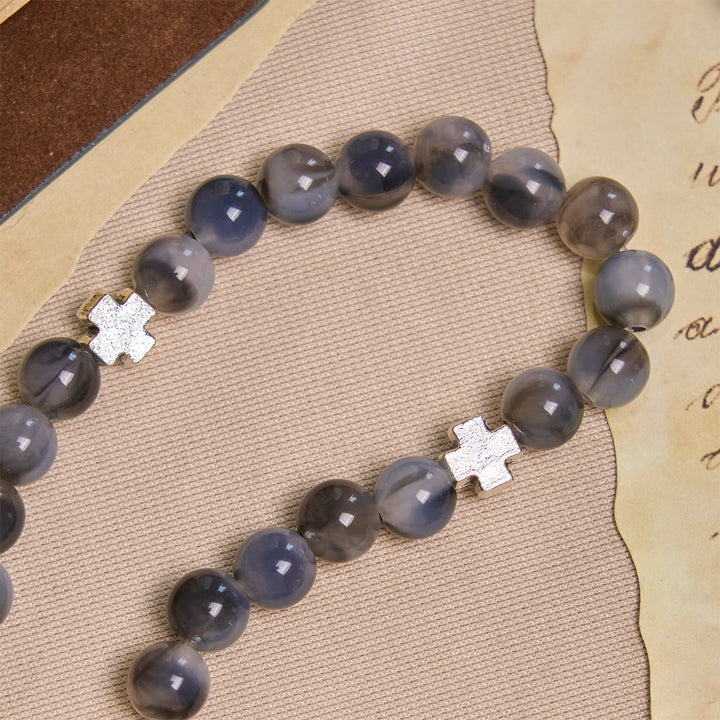 Christianartworkshop Gray Black Gradient Beads Bracelet Rosary with St. Benedict: Shield of Faith - image 5