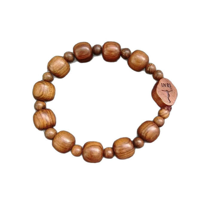 Christianartworkshop Classic Style Brown Wooden Faith Bracelet with INRI Crucifix - image 4