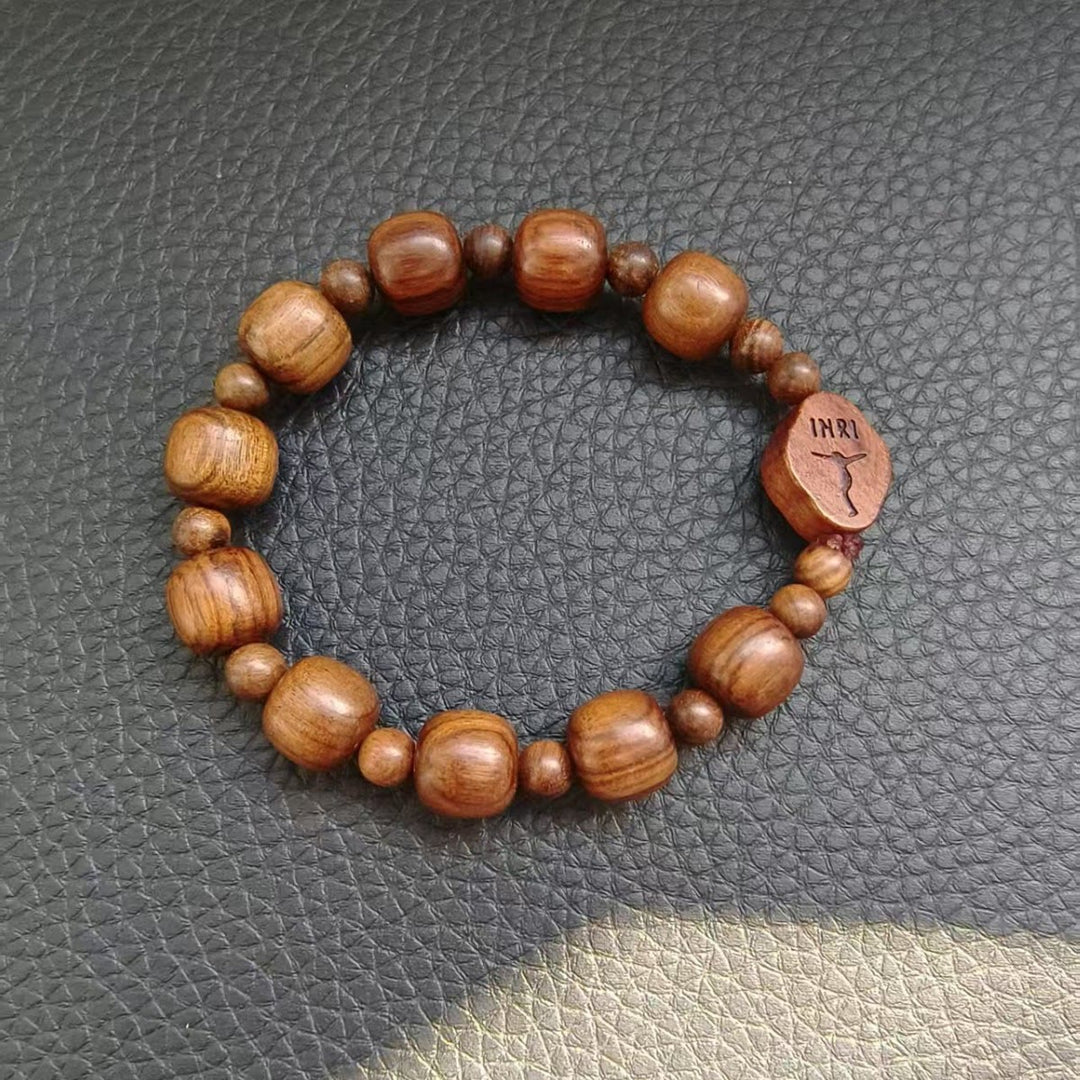 Christianartworkshop Classic Style Brown Wooden Faith Bracelet with INRI Crucifix - Brown - image 1