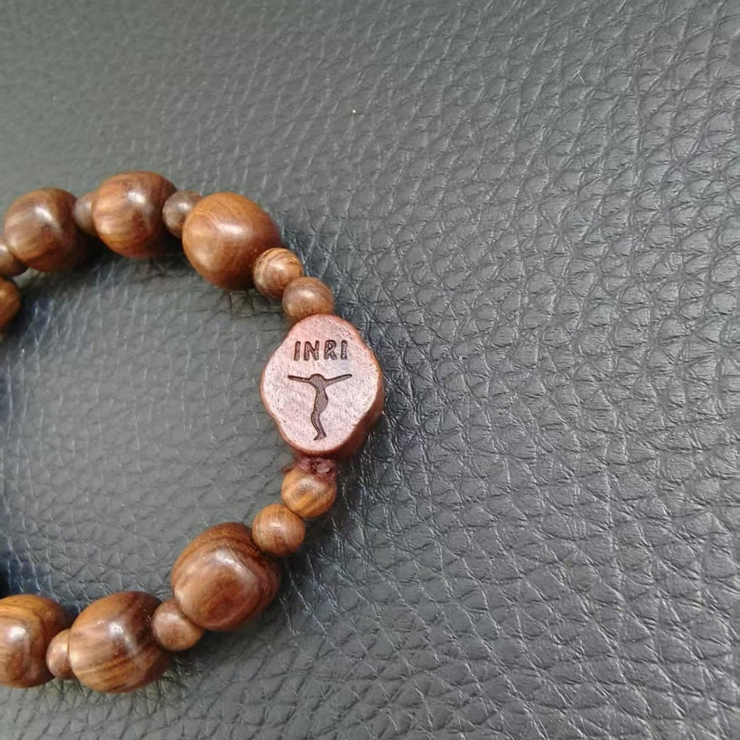 Christianartworkshop Classic Style Brown Wooden Faith Bracelet with INRI Crucifix - image 3