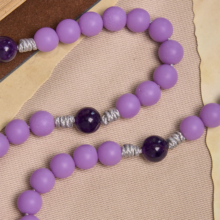 Christianartworkshop Lavender Matte Rosary Adorned with Crucifix Scene and Miraculous Medal