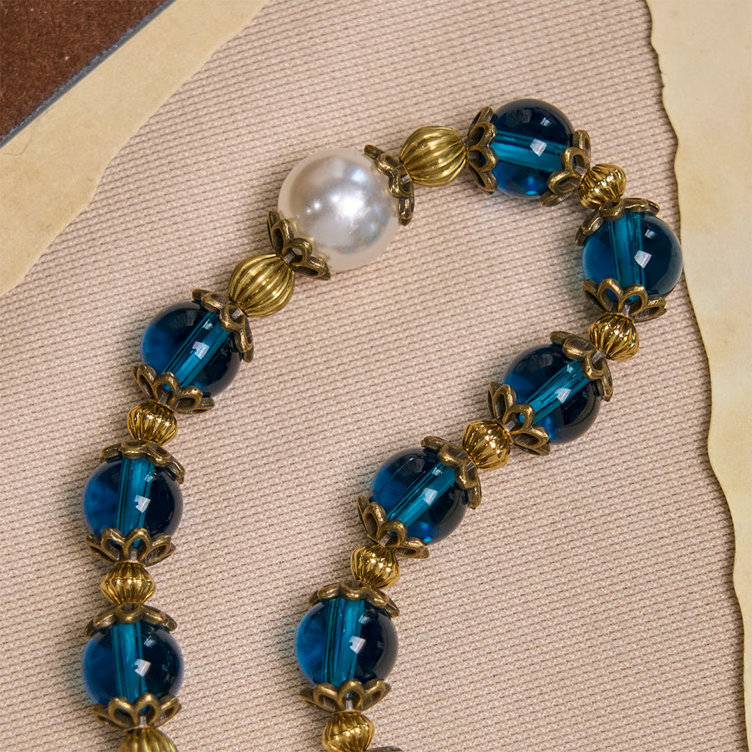 Christianartworkshop Spiritual Blue Gloss Bead Bracelets Featuring Sacred Brass Crucifix - image 6