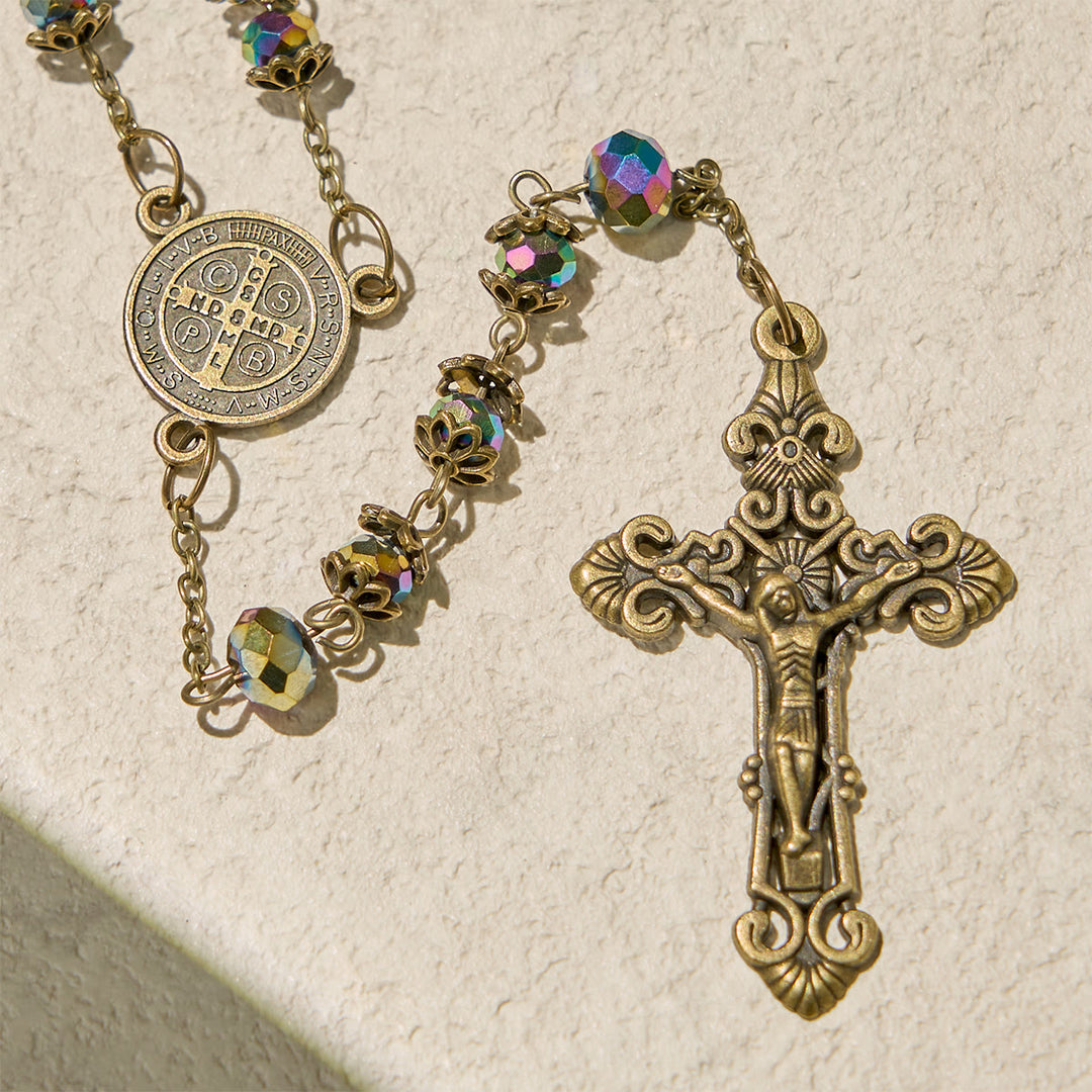 Christianartworkshop Faithful Hematite Rosary Featuring Bronze Crucifix and Saint Benedict Charm - image 6