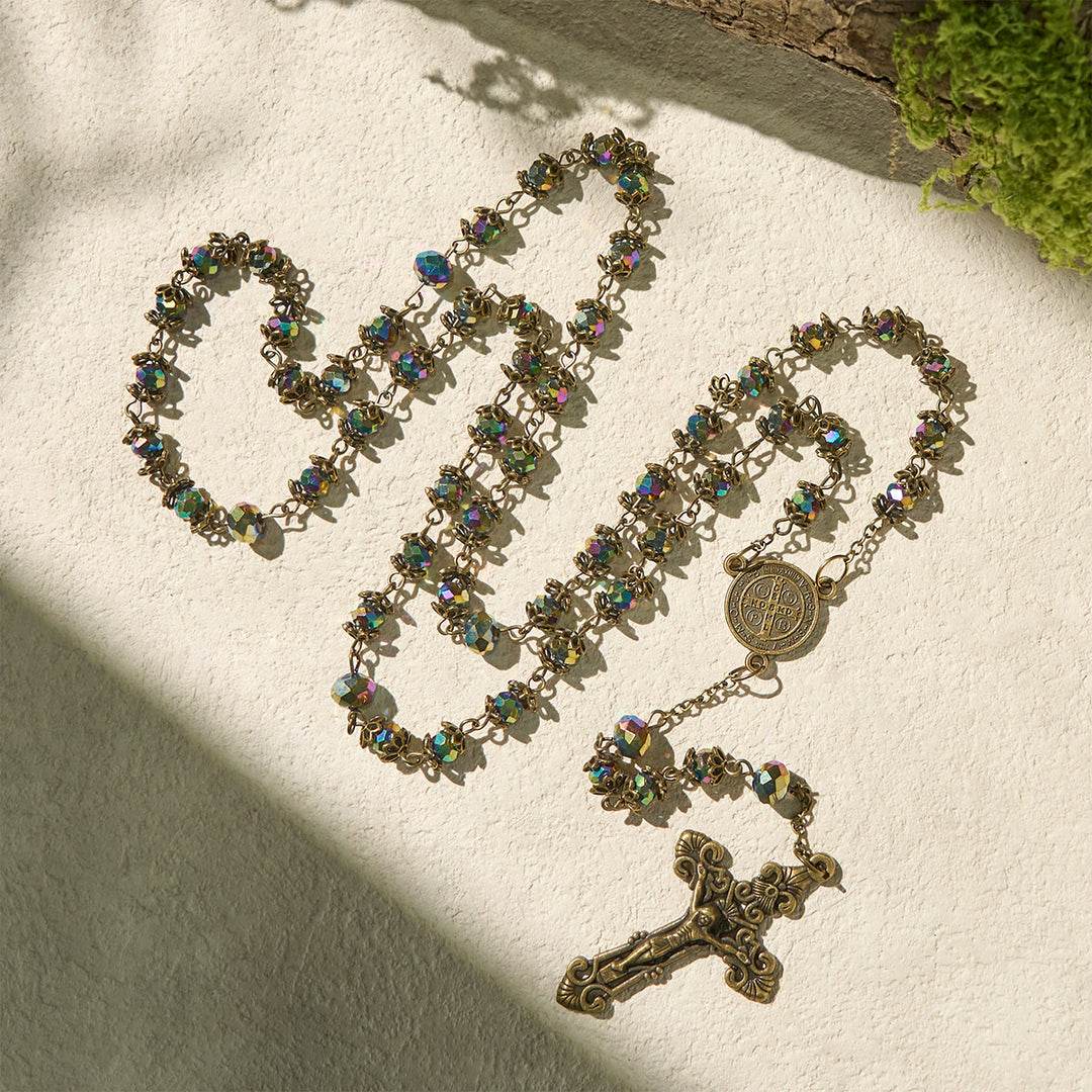 Christianartworkshop Faithful Hematite Rosary Featuring Bronze Crucifix and Saint Benedict Charm - image 5