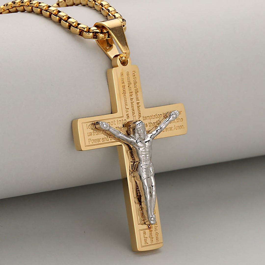 Christianartworkshop Elegant Crucifix Necklace Symbol of Devotion Available in Four Shades - Golden + Silver - image 1