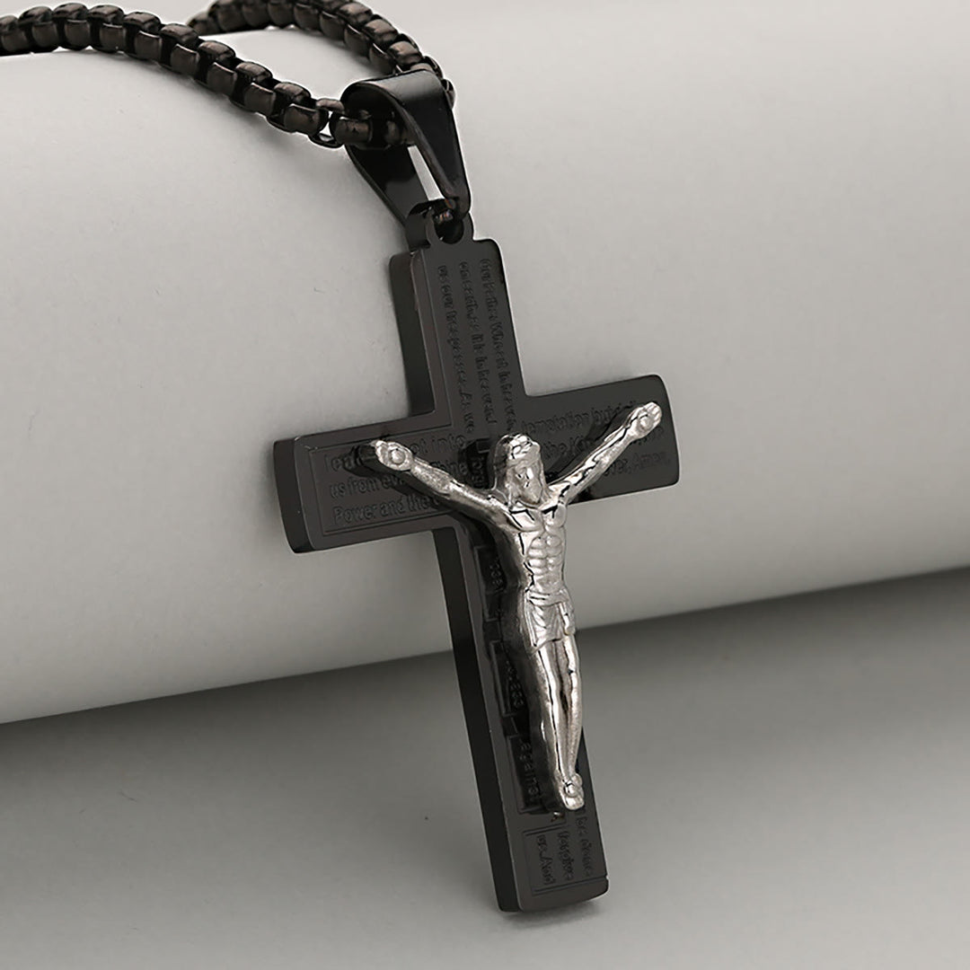 Christianartworkshop Elegant Crucifix Necklace Symbol of Devotion Available in Four Shades - Black + Silver - image 3