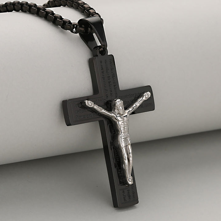 Christianartworkshop Elegant Crucifix Necklace Symbol of Devotion Available in Four Shades - Black + Silver - image 3