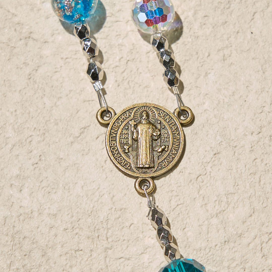 Christianartworkshop Elegant Clear Shining Beads Rosary with Bronze St. Benedict for Daily Prayer - image 6