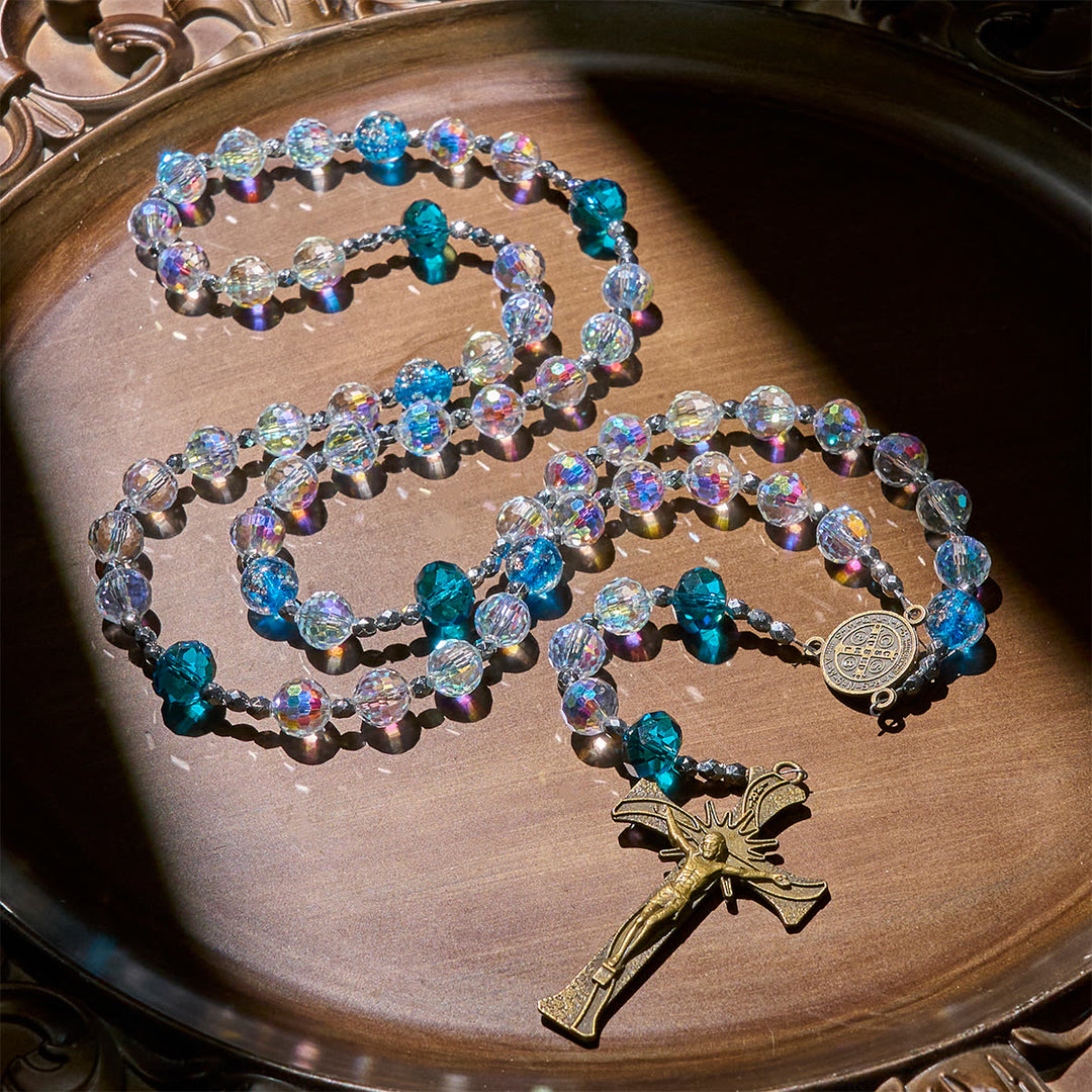 Christianartworkshop PRAYERFUL FAITH: Elegant Shining Beads St. Benedict Rosary with Gift Card - image 2