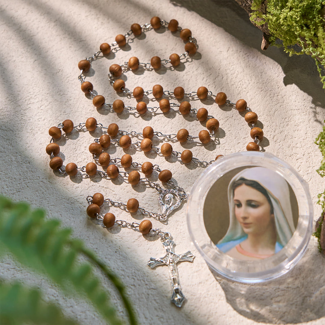 Christianartworkshop Classic Caramel Beads Rosary with Crucifix and Gifted Virgin Mary Keepsake Box - Our Lady & Crucifix - image 1