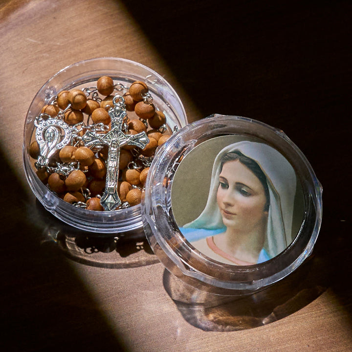 Christianartworkshop Classic Caramel Beads Rosary with Crucifix and Gifted Virgin Mary Keepsake Box - image 3