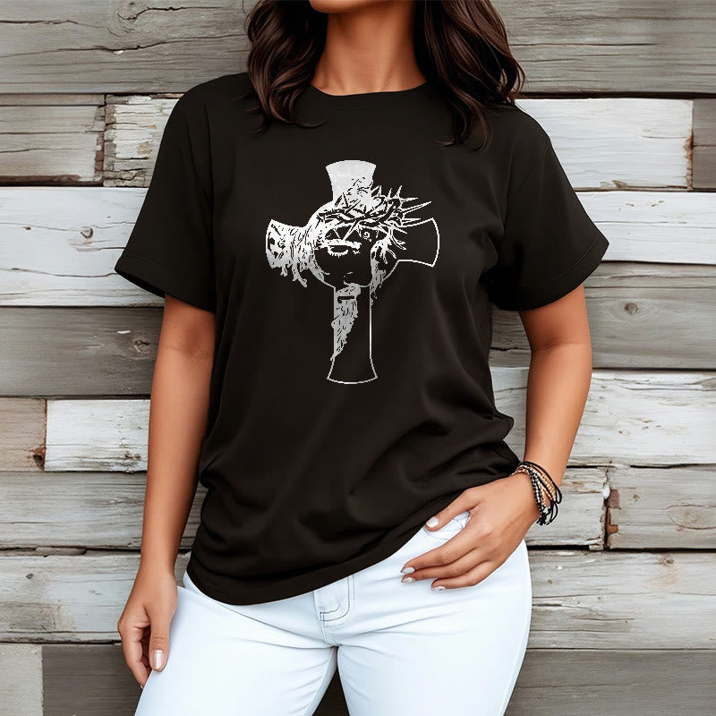 Christianartworkshop Modern Crown of Thorns and Cross Design Unisex T-shirt - image 8