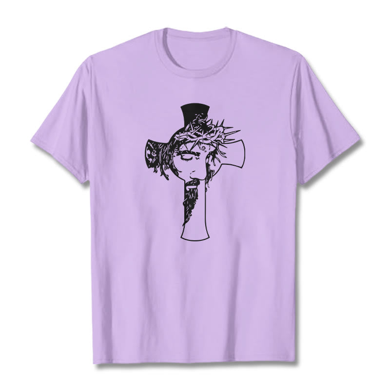 Christianartworkshop Modern Crown of Thorns and Cross Design Unisex T-shirt - Light Purple - 2XL - image 18