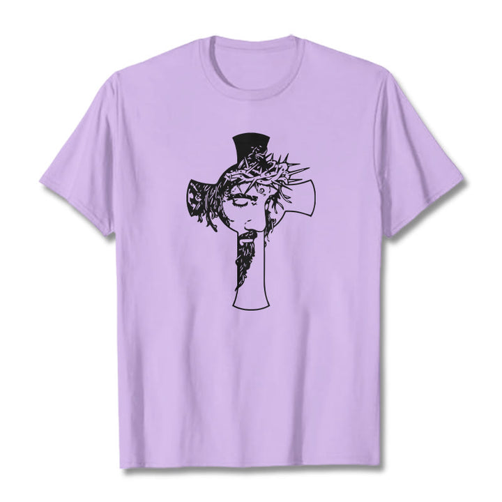 Christianartworkshop Modern Crown of Thorns and Cross Design Unisex T-shirt - Light Purple - 2XL - image 18