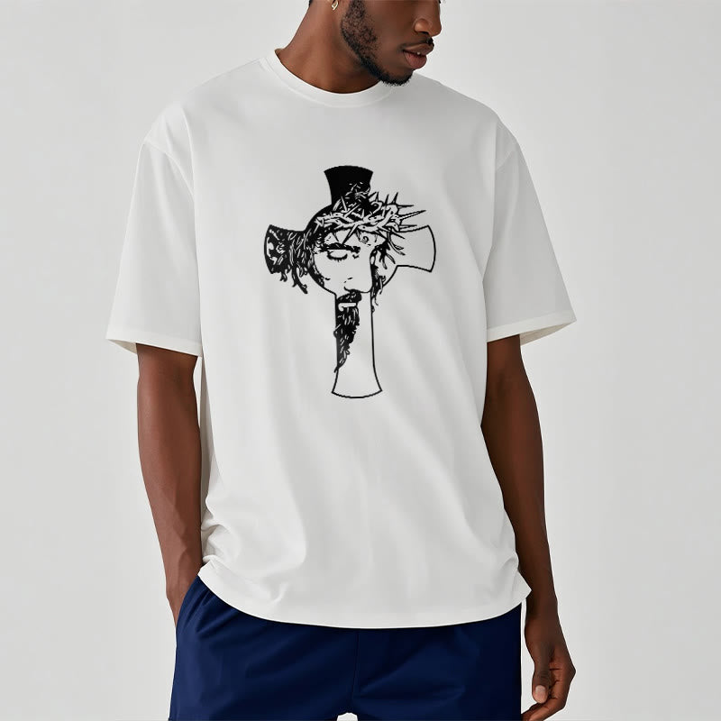 Christianartworkshop Modern Crown of Thorns and Cross Design Unisex T-shirt - image 4