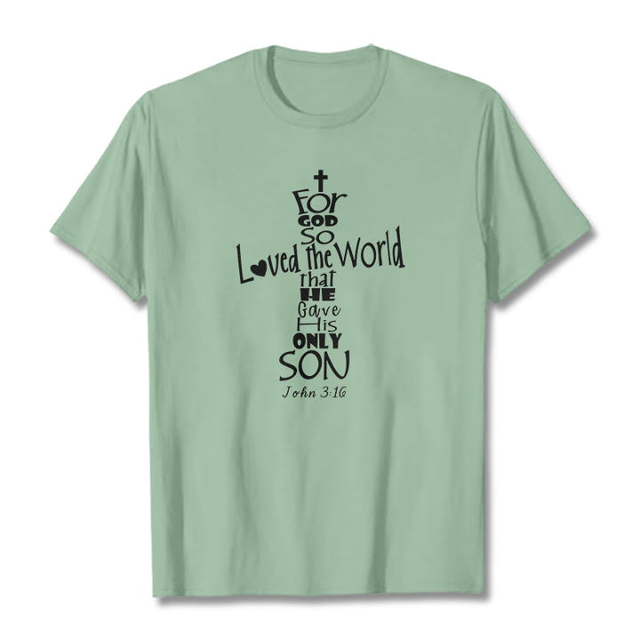 Christianartworkshop For God So Loved the World Christian Bible Verse Unisex T-shirt - Light Green - 2XL - image 15
