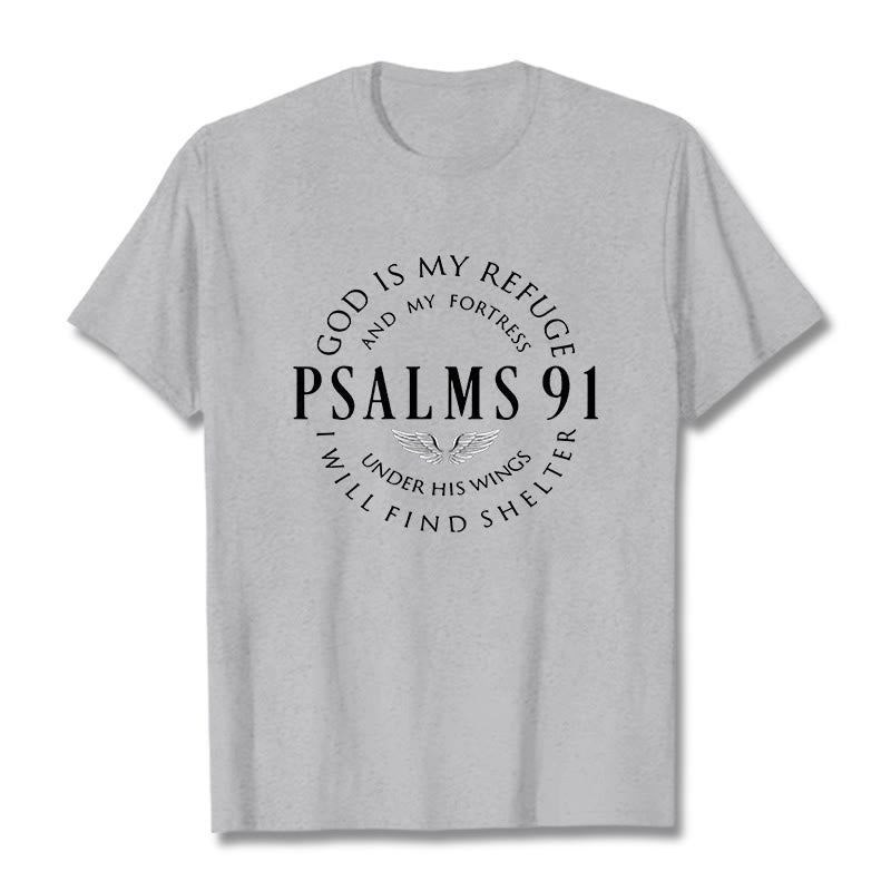 Christianartworkshop Psalm 91 God Is My Refuge Unisex T-shirt - Grey - 2XL - image 19