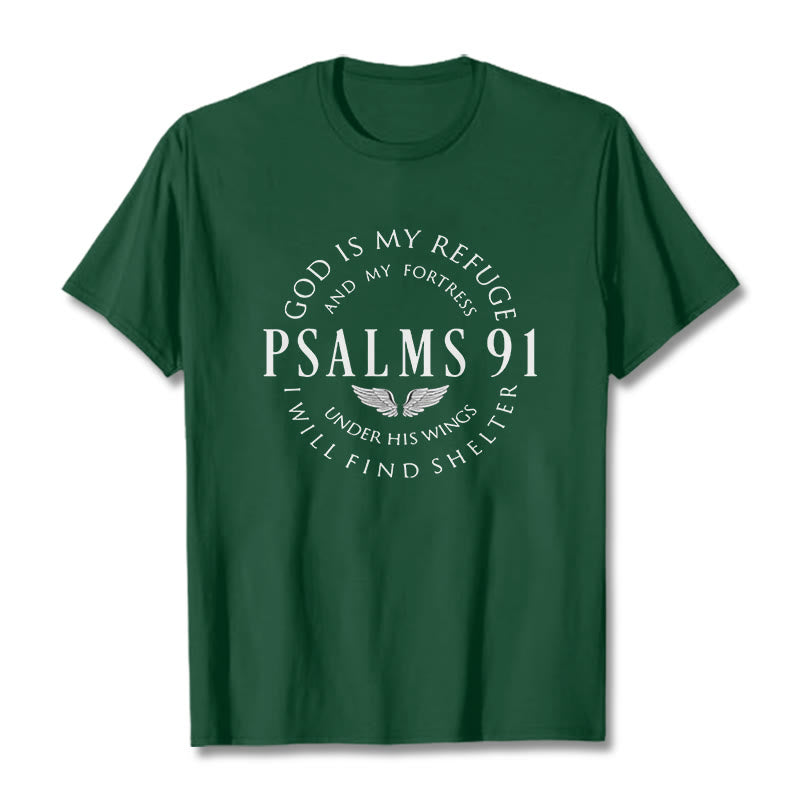 Christianartworkshop Psalm 91 God Is My Refuge Unisex T-shirt - Dark Green - 2XL - image 11