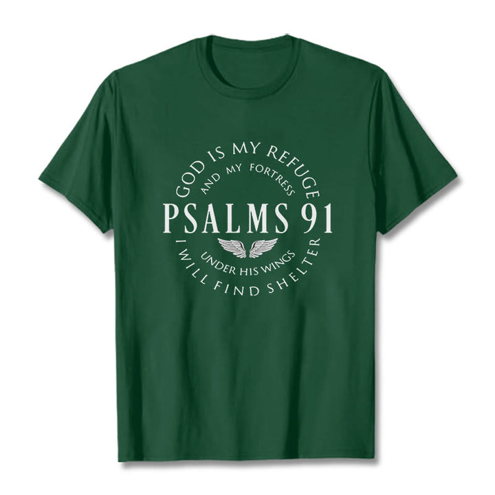 Christianartworkshop Psalm 91 God Is My Refuge Unisex T-shirt - Dark Green - 2XL - image 11