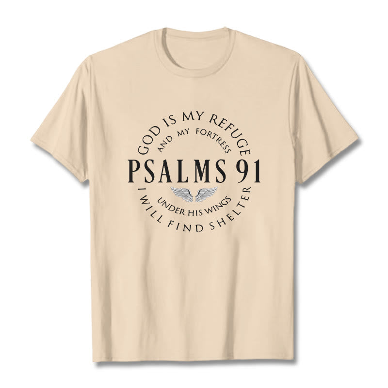 Christianartworkshop Psalm 91 God Is My Refuge Unisex T-shirt - Beige - 2XL - image 1