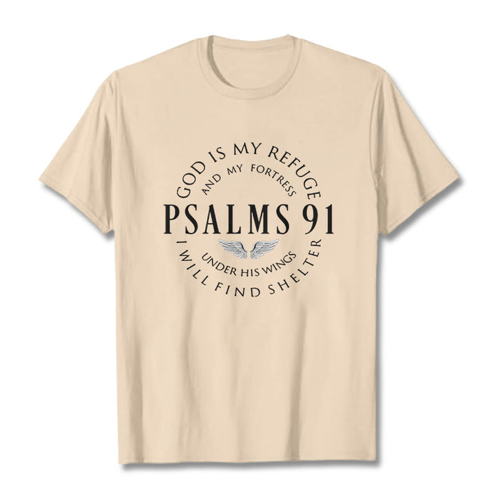 Christianartworkshop Psalm 91 God Is My Refuge Unisex T-shirt - Beige - 2XL - image 1