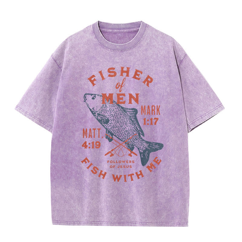 Christianartworkshop Followers of Jesus Fisher of Men Unisex Washed T-Shirt - Purple - 5XL - image 8