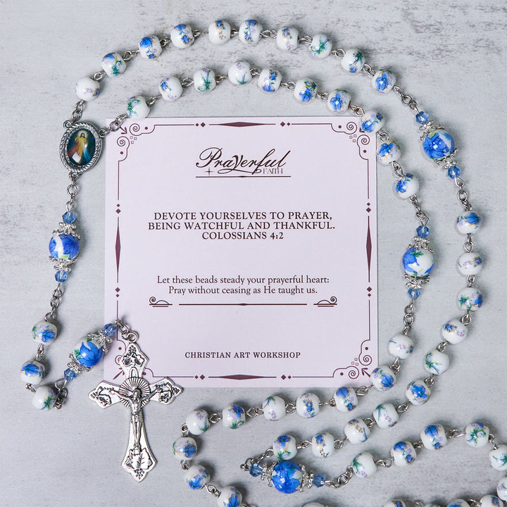 Christianartworkshop PRAYERFUL FAITH: Handmade Floral Lily of the Vally Beads Rosary - PRAYERFUL FAITH - image 0