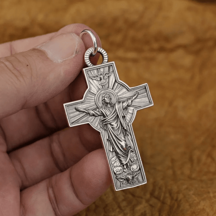 Christianartworkshop Jesus Christ Ascension with Holy Spirit Dove Necklace in Sterling Silver - image 3