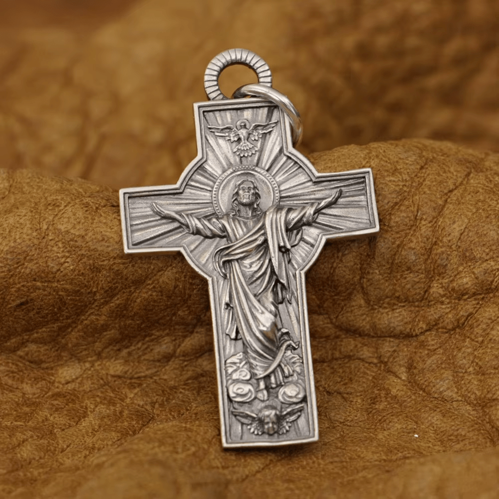 Christianartworkshop Jesus Christ Ascension with Holy Spirit Dove Necklace in Sterling Silver - S (40mm) - image 0