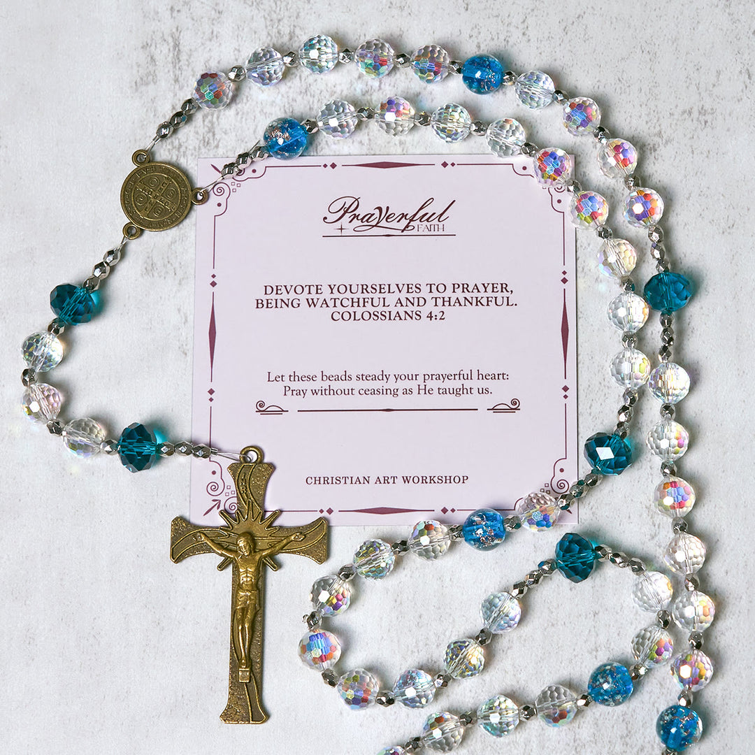 Christianartworkshop PRAYERFUL FAITH: Elegant Shining Beads St. Benedict Rosary with Gift Card - PRAYERFUL FAITH - image 0