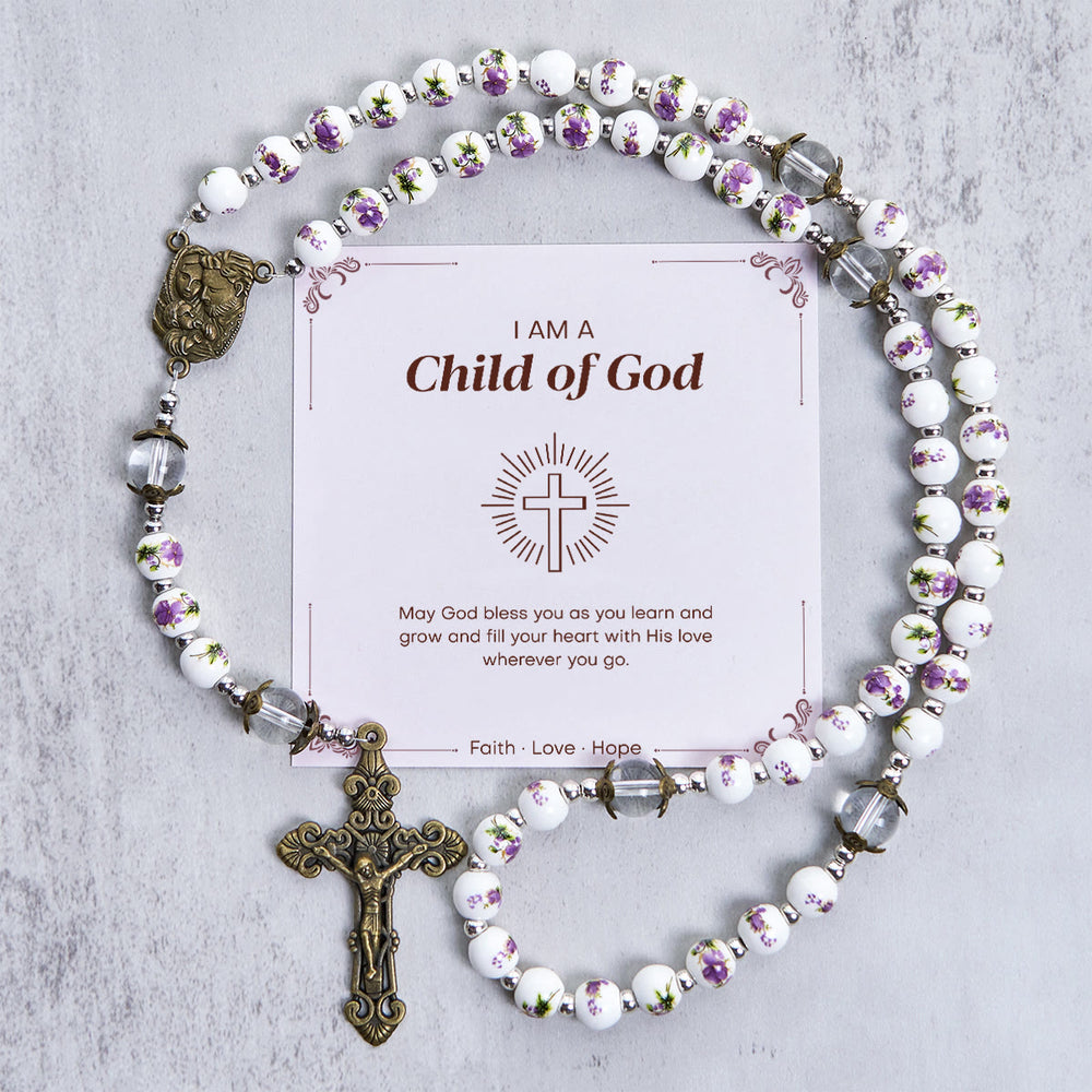 Christianartworkshop Jesus Is The Gift:  Handmade  Violet - Inspired Rosary with Gift Card - Child of God - image 2