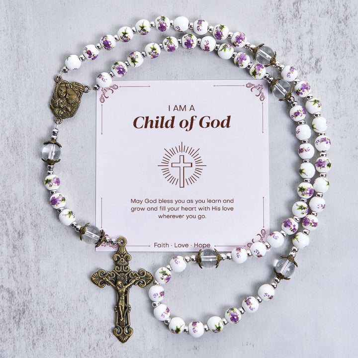 Christianartworkshop Jesus Is The Gift:  Handmade  Violet - Inspired Rosary with Gift Card - Child of God - image 2