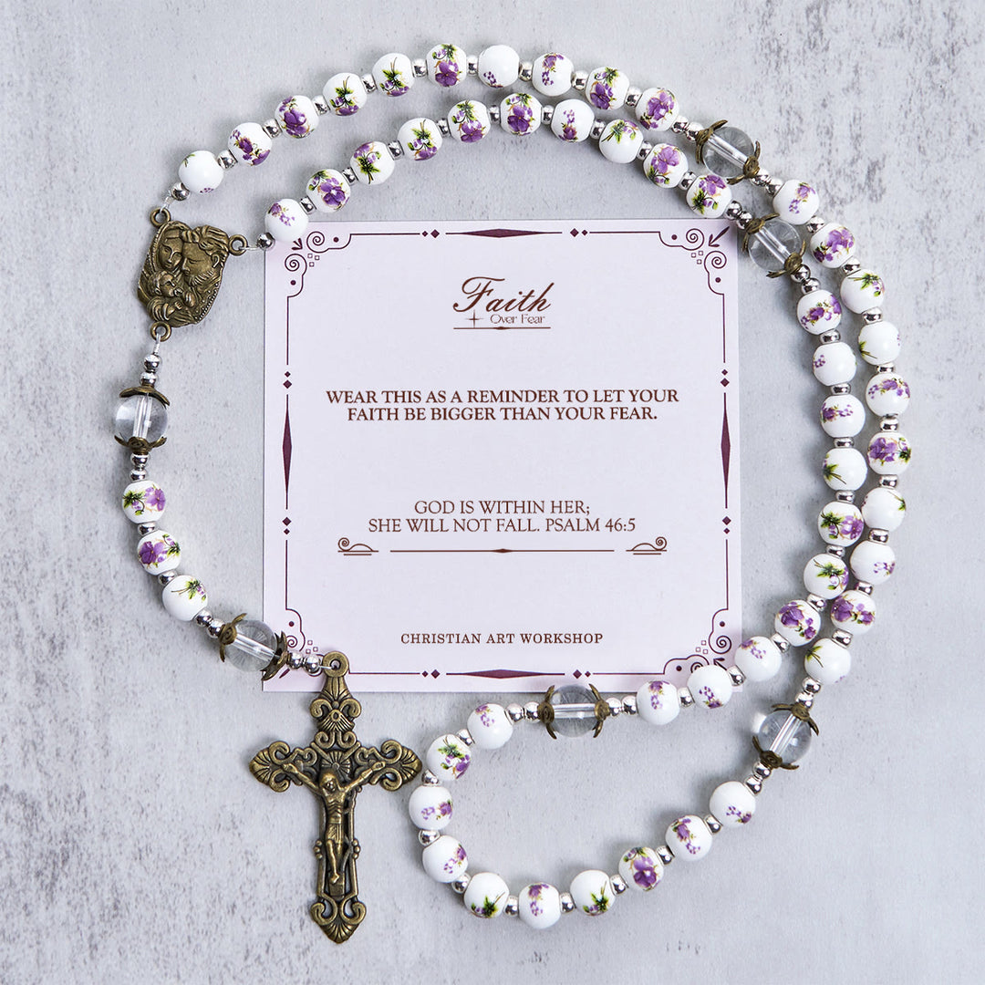 Christianartworkshop Jesus Is The Gift:  Handmade  Violet - Inspired Rosary with Gift Card - FAITH OVER FEAR - image 4