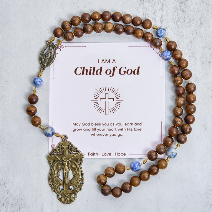 Christianartworkshop PRAYERFUL FAITH: Wooden and Ceramics Beads Blessed Devotion Rosary with Gift Card - Child of God - image 4