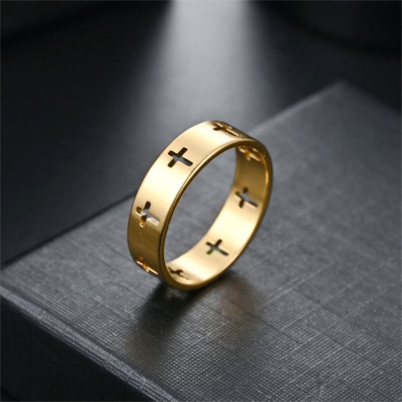 gold cross ring mens christian jewelry