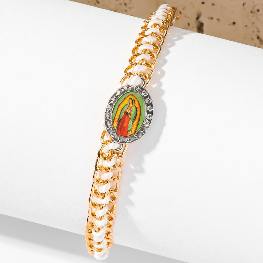 Hand-woven Virgin Mary Pendant Bracelet Brings Good Luck Away from Bad Luck Bracelet Gifts for Friend and Lovers virgin mary for women men braid bracelets for men women religious bracelets