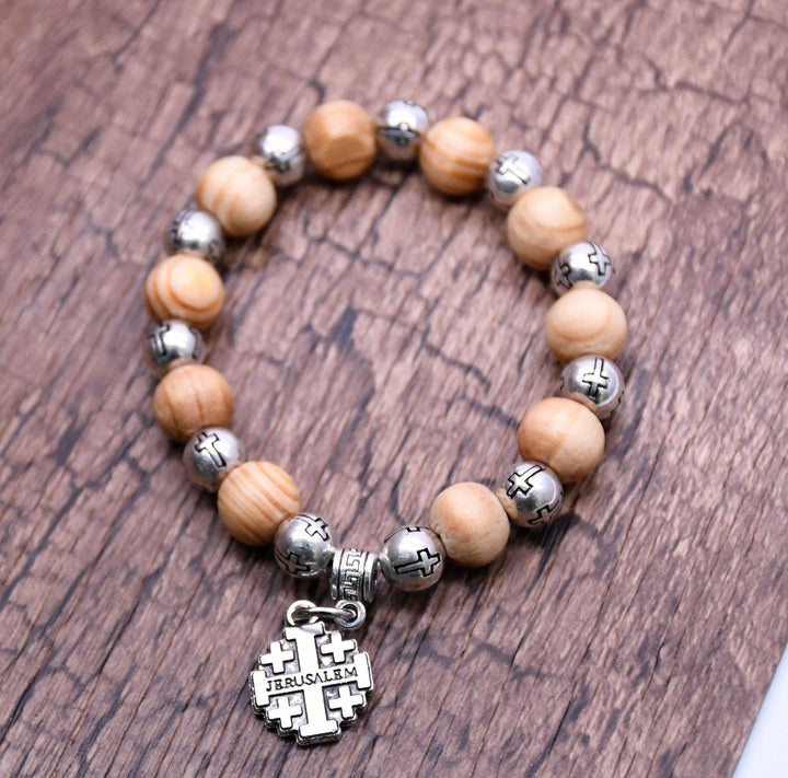 Jerusalem Cross Charm Beads Bracelet